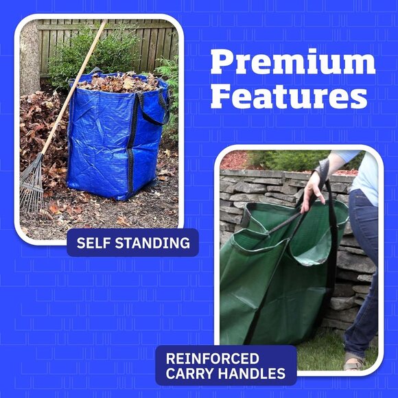 Heavy Duty Home and Yard Bags 48-Gallon Reusable Self-Standing Lawn and Leaf Bag - Picture 6 of 7